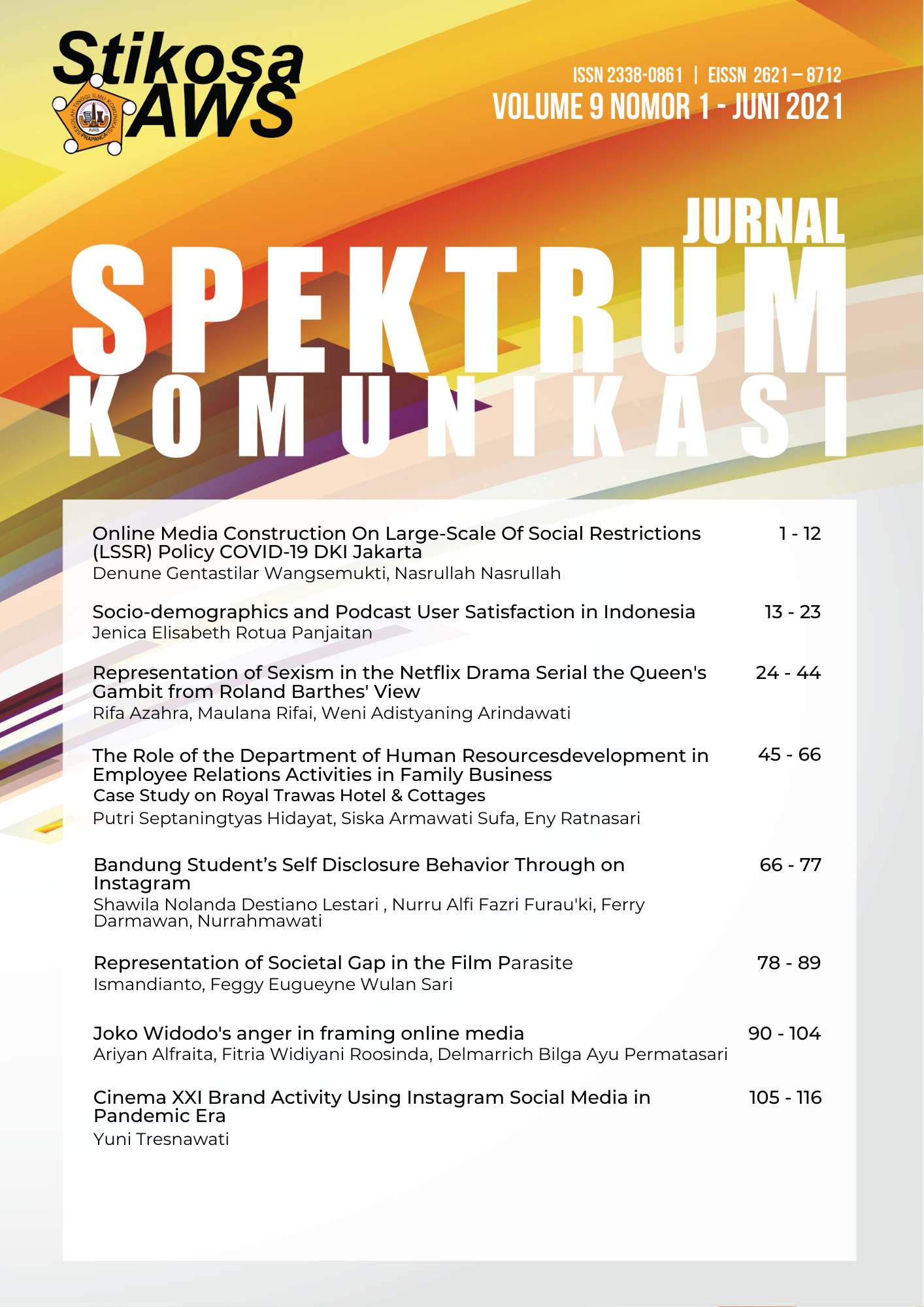 					View Vol. 9 No. 1 (2021): Jurnal Spektrum Komunikasi
				