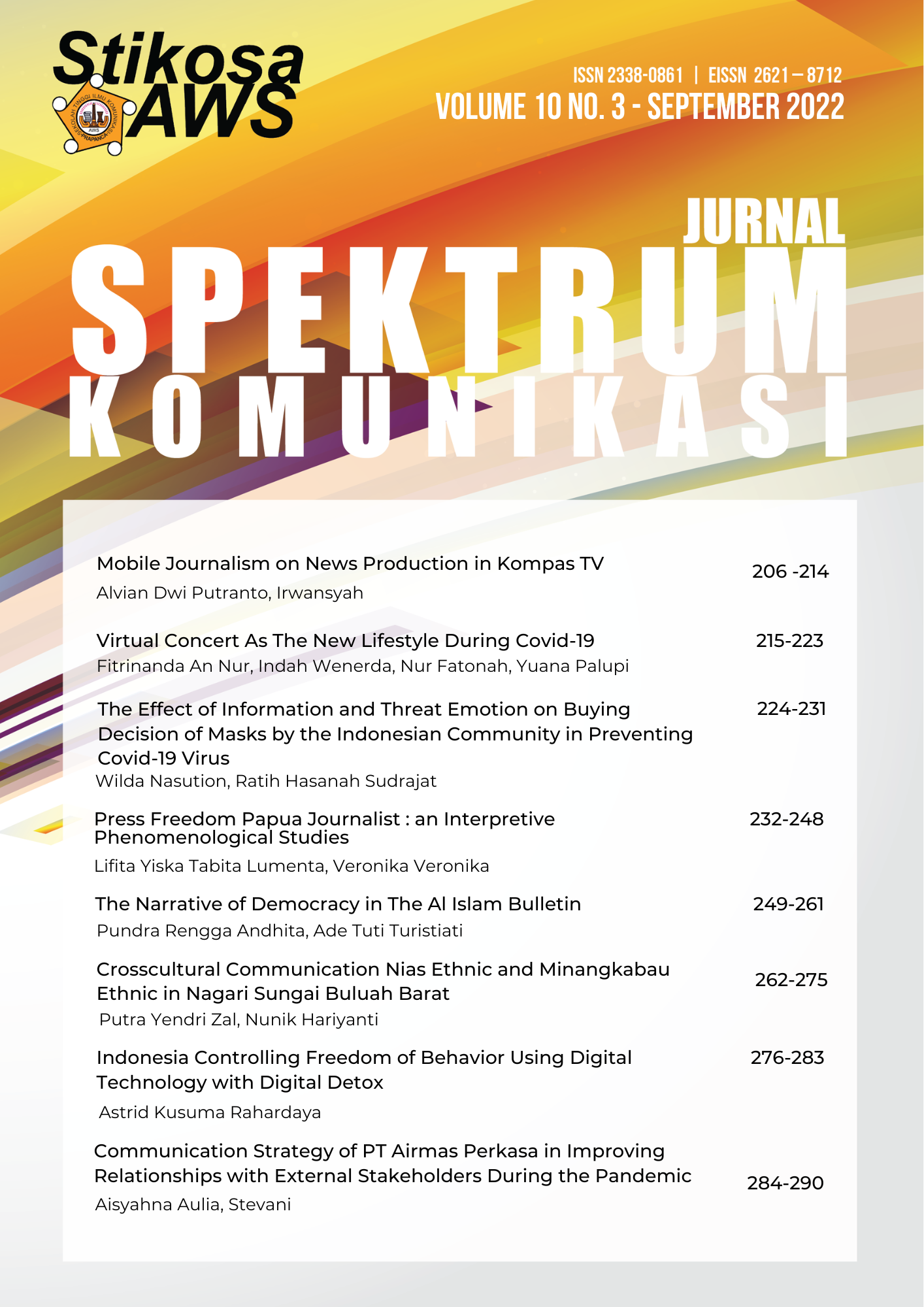 					View Vol. 10 No. 3 (2022): Jurnal Spektrum Komunikasi
				