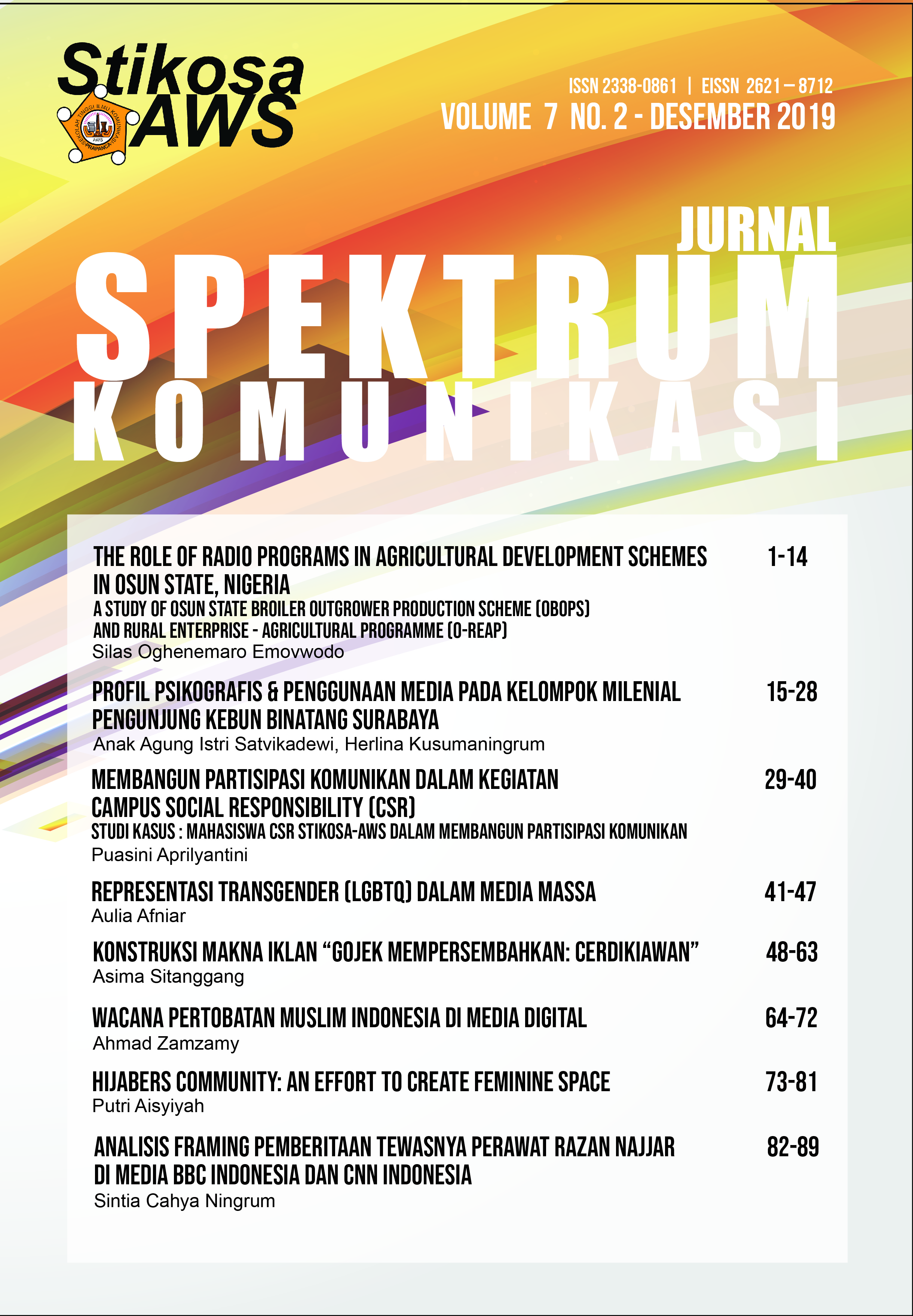 					View Vol. 7 No. 2 (2019): Jurnal Spektrum Komunikasi
				